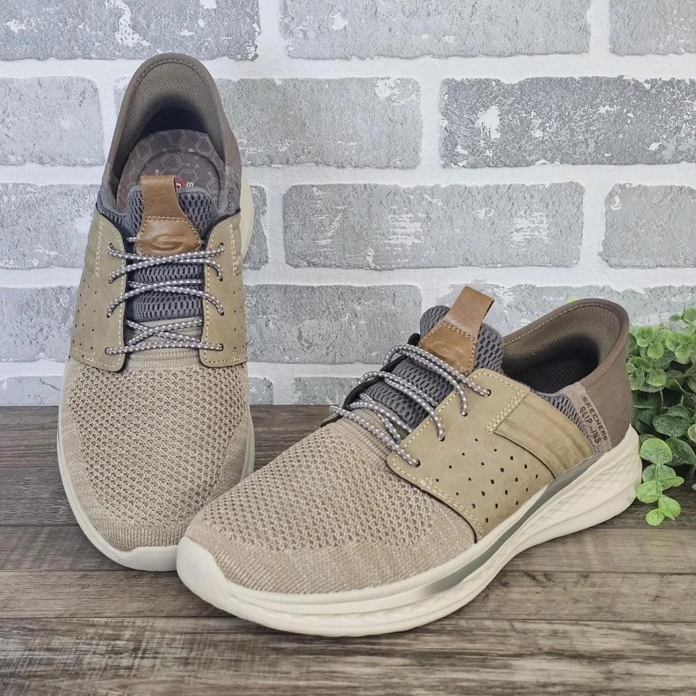 Skechers Slip-ins Royce Ocon Men's 8.5 Taupe Comfort Walking Sneakers 210811